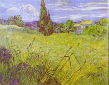 Vincent Van Gogh : Green Wheat Field with Cypress, Saint-Remy